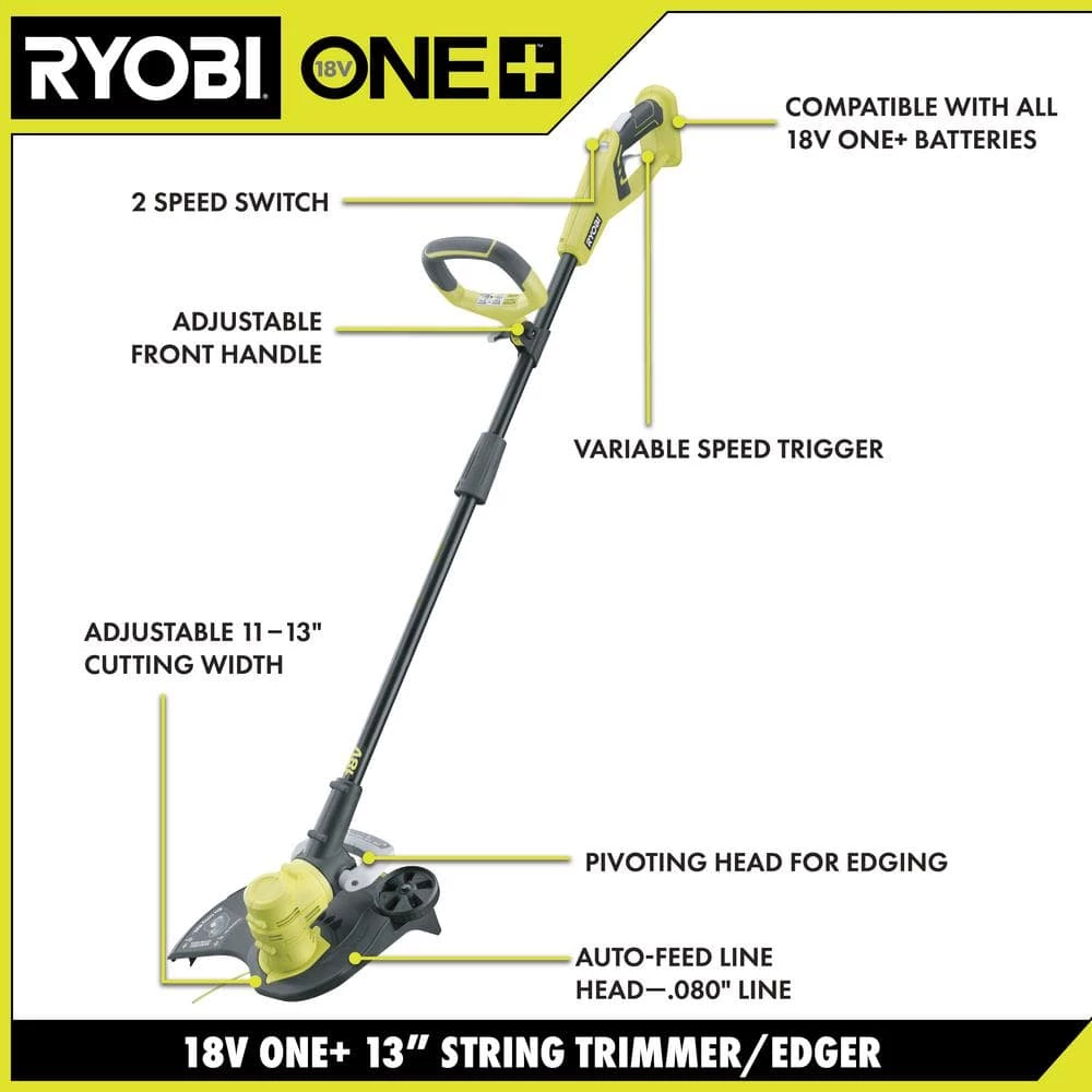 RYOBI ONE+ 18V 13 in. Cordless Battery String Trimmer/Edger with 4.0 Ah Battery and Charger 8 RYOBI ONE+ 18V 13 in. Cordless Battery String Trimmer/Edger with 4.0 Ah Battery and Charger - Image 6