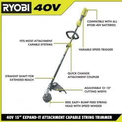 RYOBI 40V Expand-It Cordless Battery Attachment Capable String Trimmer with 4.0 Ah Battery and Charger 19 RYOBI 40V Expand-It Cordless Battery Attachment Capable String Trimmer with 4.0 Ah Battery and Charger -Outdoor Power Equipment Sales Store ryobi cordless string trimmers ry40250 40 1000
