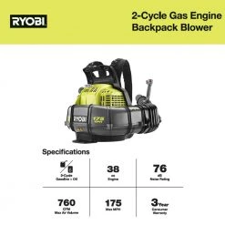RYOBI 175 MPH 760 CFM 38cc Gas Backpack Leaf Blower -Outdoor Power Equipment Sales Store ryobi gas leaf blowers ry38bp 40 1000