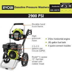 RYOBI 2900 PSI 2.5 GPM Cold Water Gas Pressure Washer -Outdoor Power Equipment Sales Store ryobi gas pressure washers ry802925vnm d4 1000