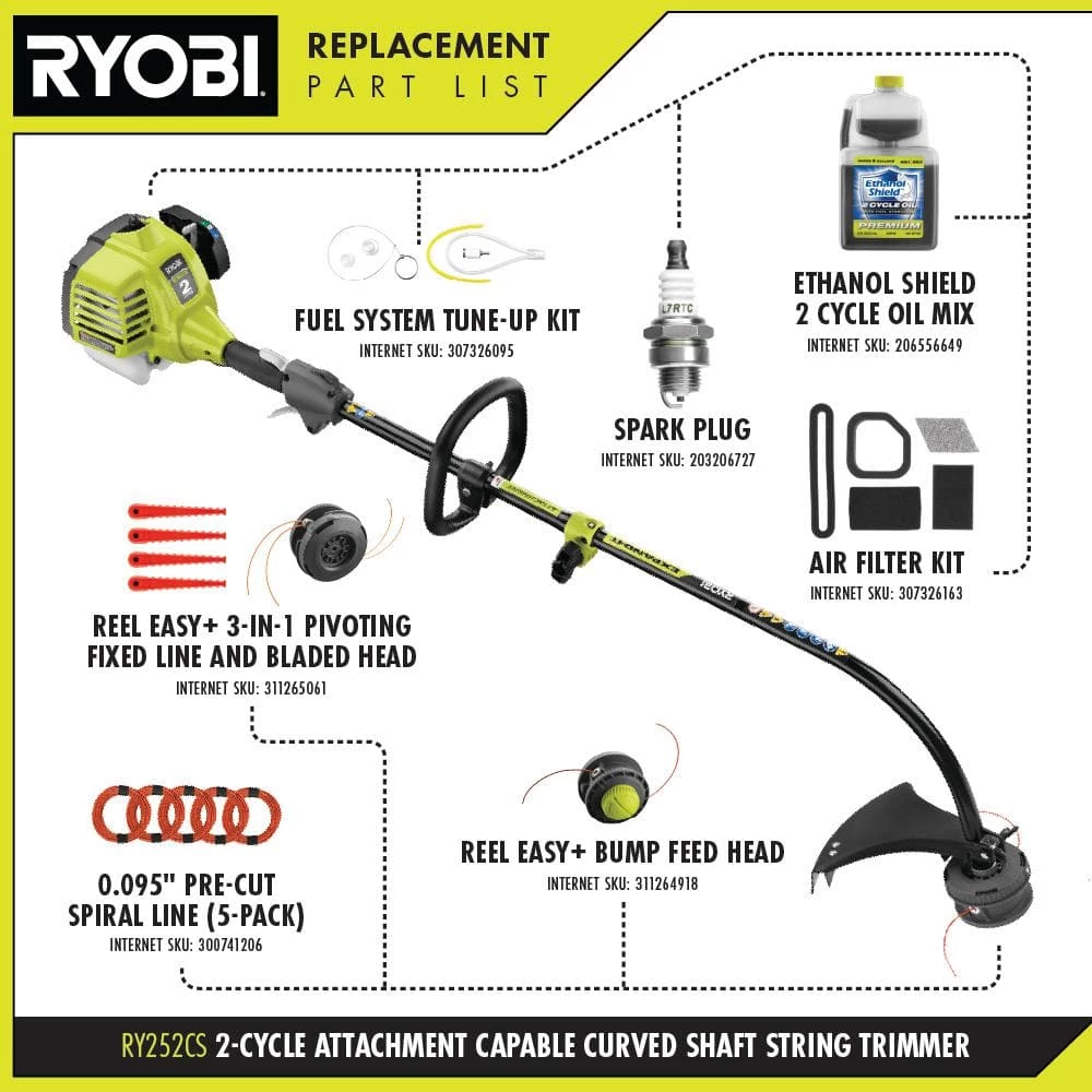 RYOBI 25 cc 2-Stroke Attachment Capable Full Crank Curved Shaft Gas String Trimmer 5 RYOBI 25 cc 2-Stroke Attachment Capable Full Crank Curved Shaft Gas String Trimmer - Image 3