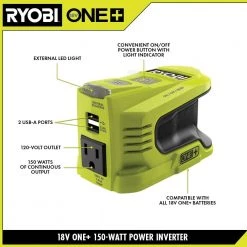 RYOBI 150-Watt Power Source for ONE+ 18V Battery (Tool Only) -Outdoor Power Equipment Sales Store ryobi inverter generators ryi150bg 40 1000
