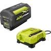 RYOBI 40V Lithium-Ion 6.0 Ah High Capacity Battery and Rapid Charger Kit -Outdoor Power Equipment Sales Store ryobi outdoor power batteries chargers op40602 06vnm 64 1000