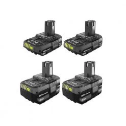 RYOBI ONE+ 18V Lithium-Ion 4.0 Ah Battery (2-Pack) with ONE+ 18V Lithium-Ion 2.0 Ah Compact Battery (2-Pack)