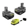 RYOBI ONE+ 18V Lithium-Ion 4.0 Ah Battery (2-Pack) with 18V Charger -Outdoor Power Equipment Sales Store ryobi outdoor power batteries chargers pcl204kn 64 1000