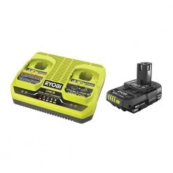 RYOBI ONE+ 18V 2.0 Ah Battery and Dual Port Charger Kit