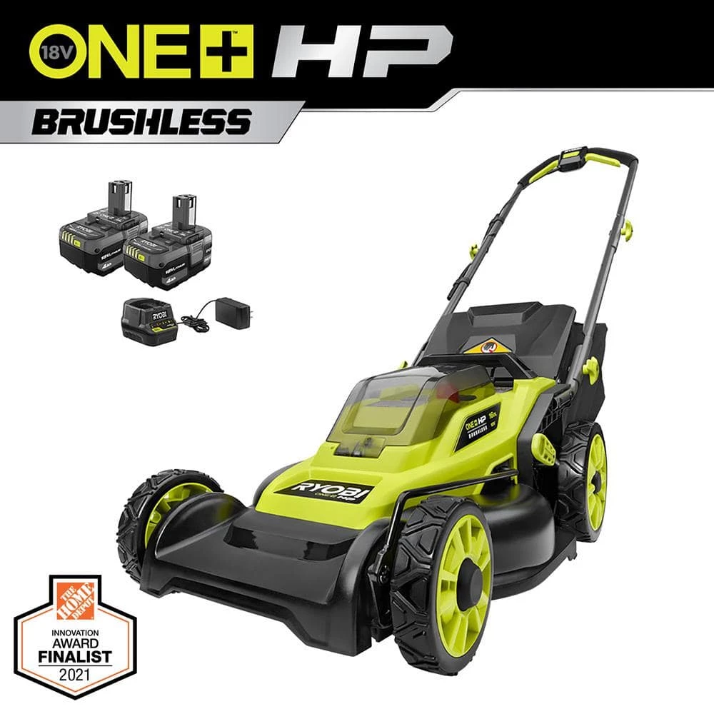 RYOBI ONE+ HP 18V Brushless 16 in. Cordless Battery Walk Behind Push Lawn Mower with (2) 4.0 Ah Batteries and (1) Charger 3 RYOBI ONE+ HP 18V Brushless 16 in. Cordless Battery Walk Behind Push Lawn Mower with (2) 4.0 Ah Batteries and (1) Charger