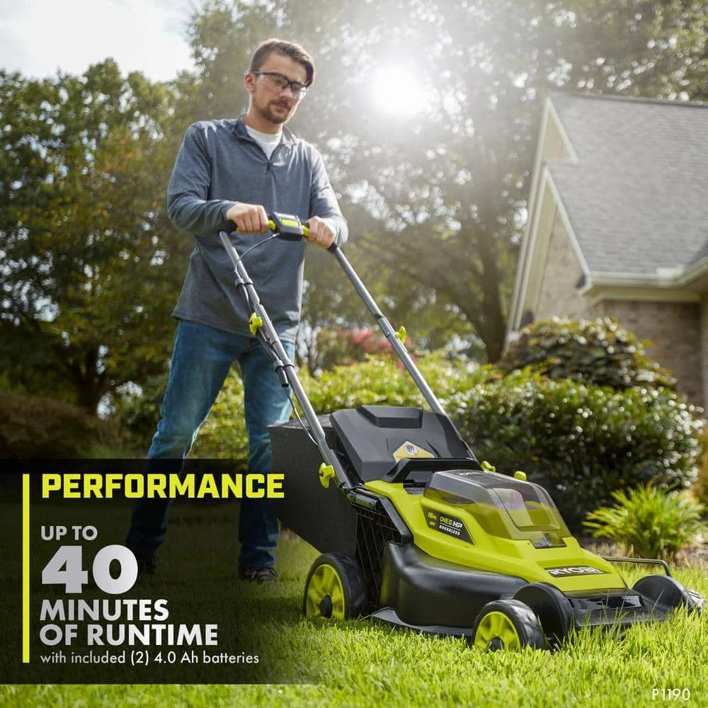 RYOBI ONE+ HP 18V Brushless 16 in. Cordless Battery Walk Behind Push Lawn Mower with (2) 4.0 Ah Batteries and (1) Charger 6 RYOBI ONE+ HP 18V Brushless 16 in. Cordless Battery Walk Behind Push Lawn Mower with (2) 4.0 Ah Batteries and (1) Charger - Image 4