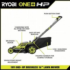RYOBI ONE+ HP 18V Brushless 16 in. Cordless Battery Walk Behind Push Lawn Mower with (2) 4.0 Ah Batteries and (1) Charger 30 RYOBI ONE+ HP 18V Brushless 16 in. Cordless Battery Walk Behind Push Lawn Mower with (2) 4.0 Ah Batteries and (1) Charger -Outdoor Power Equipment Sales Store ryobi push lawn mowers p1190vnm d4 1000