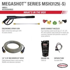 SIMPSON MegaShot 3200 PSI 2.5 GPM Gas Cold Water Pressure Washer with HONDA GC190 Engine (49-State) -Outdoor Power Equipment Sales Store simpson gas pressure washers msh3125 s 76 1000