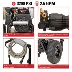 SIMPSON MegaShot 3200 PSI 2.5 GPM Gas Cold Water Pressure Washer with HONDA GC190 Engine (49-State) -Outdoor Power Equipment Sales Store simpson gas pressure washers msh3125 s d4 1000