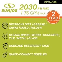 Sun Joe 2030 PSI 1.76 GPM 14.5 Amp Cold Water Electric Pressure Washer with Pressure-Select Technology -Outdoor Power Equipment Sales Store sun joe electric pressure washers spx4000 77 1000