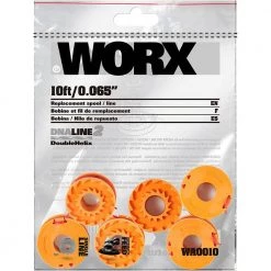 Worx 120 in. Replacement Trimmer Spool Line Cap for Select Trimmers and Edger's (6-Pack) -Outdoor Power Equipment Sales Store worx string trimmer line wa0010 4f 1000